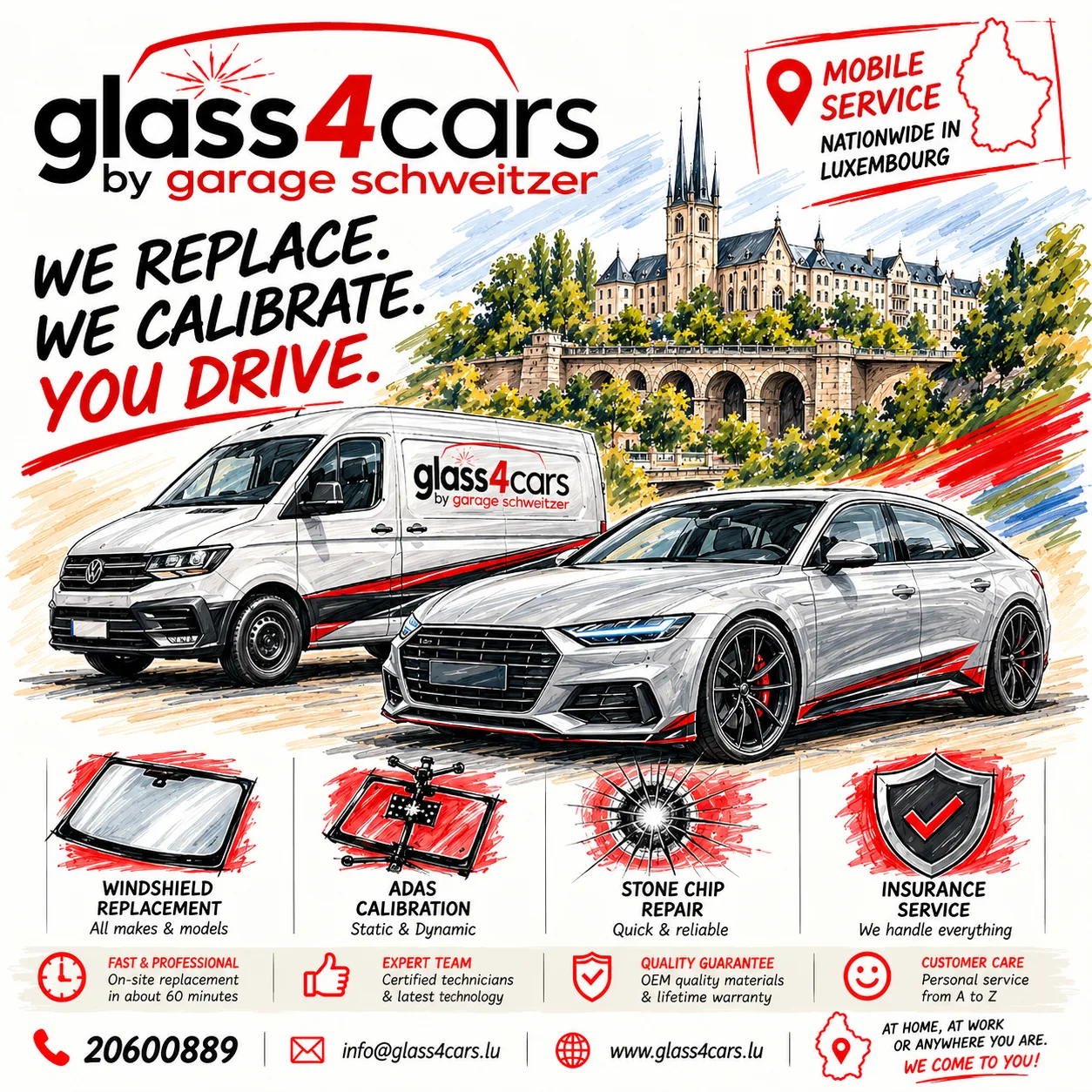 Glass4Cars – mobile windscreen service nationwide in Luxembourg