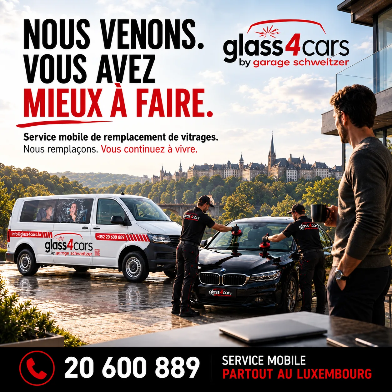 Glass4Cars – service mobile de remplacement de vitrages partout au Luxembourg